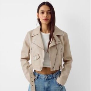 Belted Faux Leather Biker Jacket